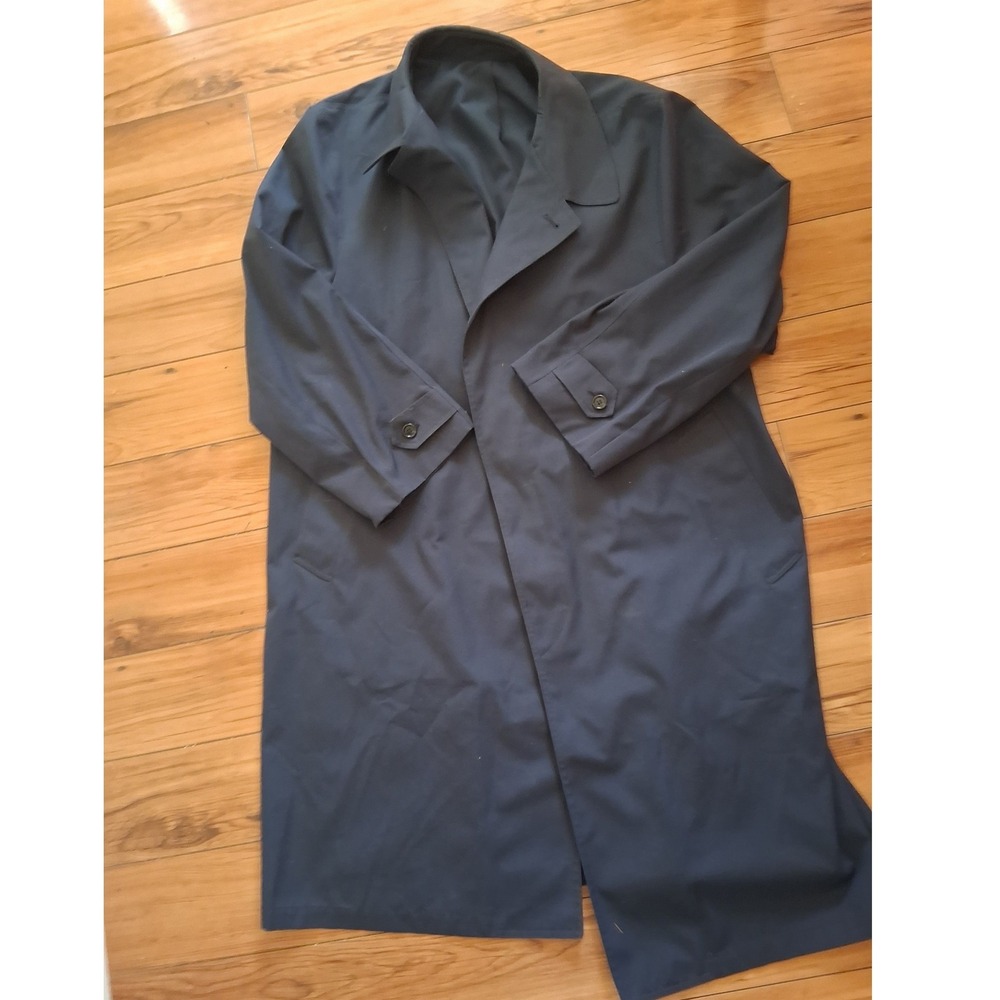 London Fog Maincoats Navy Blue Vintage Trench Coat Overcoat 52 Reg Made in USA